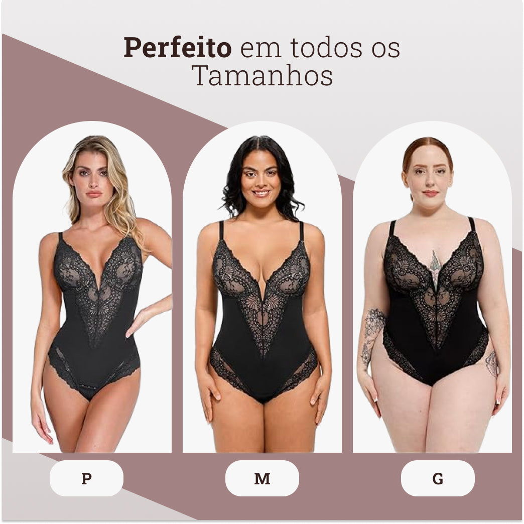 Body Modelador de Renda - Luxo Slim | + Brinde Calcinha Modeladora
