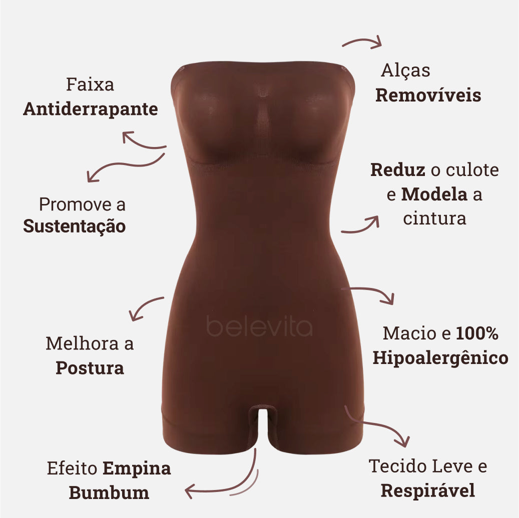 Body Modelador com Alça Removível - Premium Shaper - Compre 1 Leve 2 + Brinde