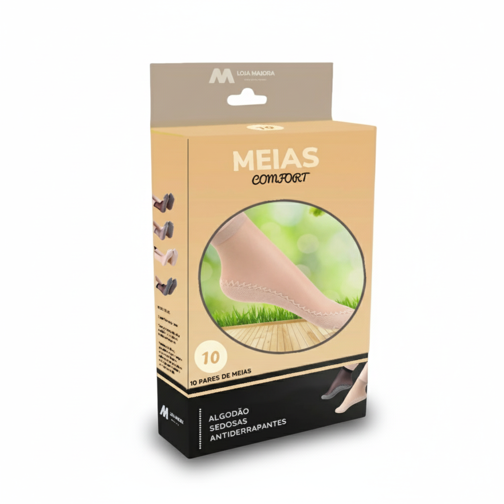 10 Pares de Meias de algodão antiderrapante sedosas