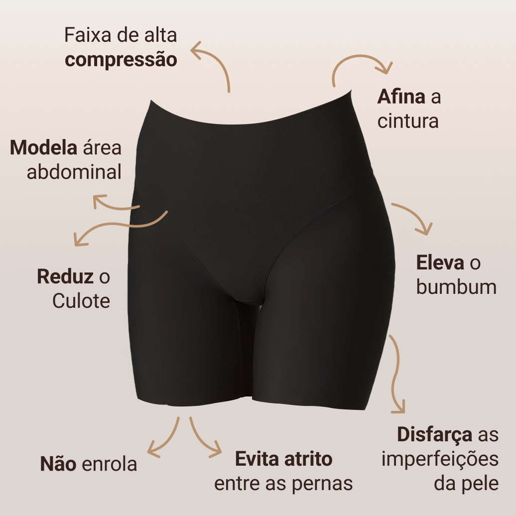 Short Modelador Skin Compression sem costura + Brinde Calcinha Modeladora